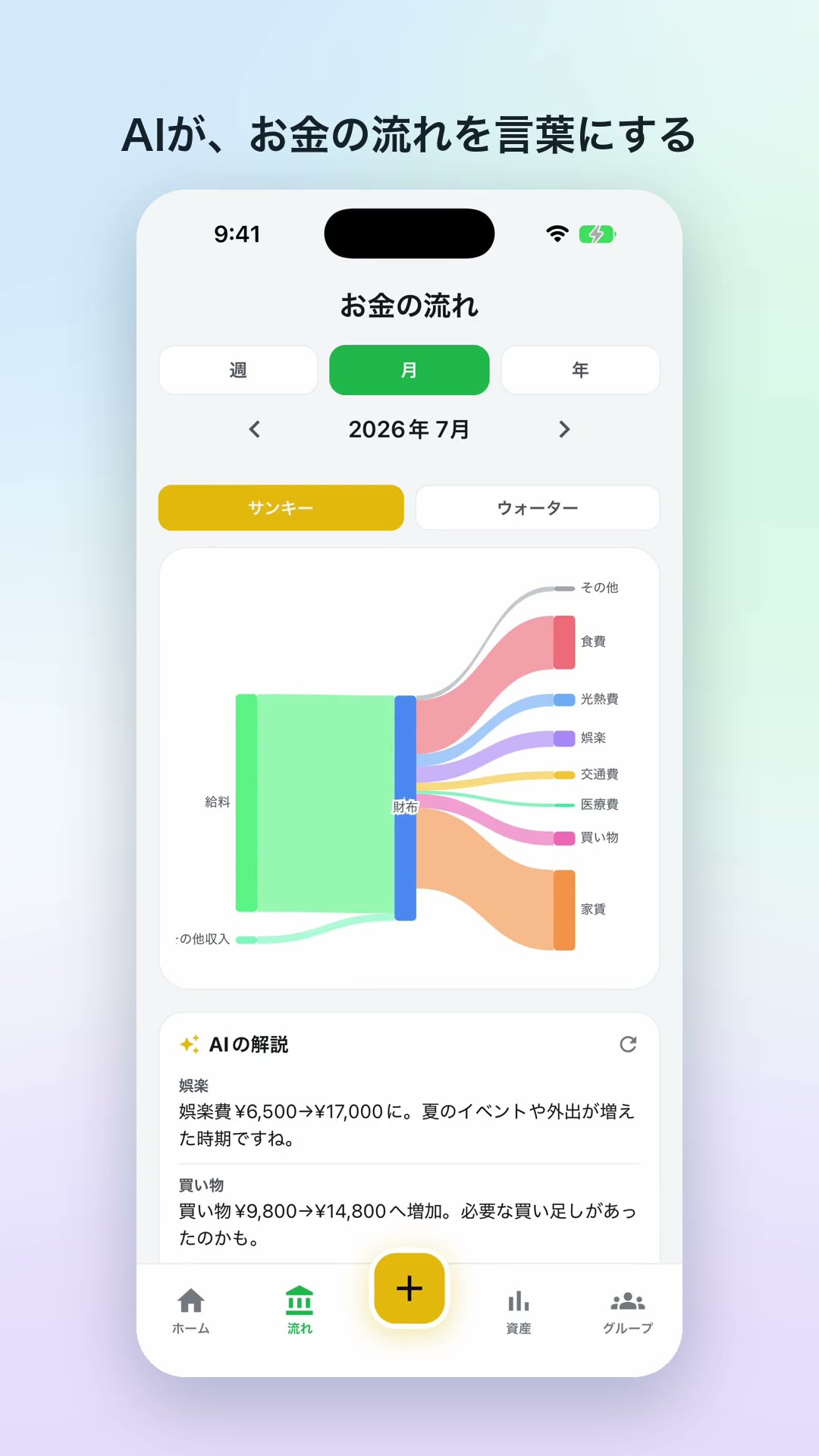 AI 家計分析の画面